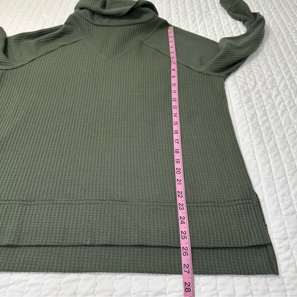 Lou & Grey Olives Green Waffle Cowl Neck Tunic Top Hi Low Long Sleeve Sweater - Picture 4 of 10